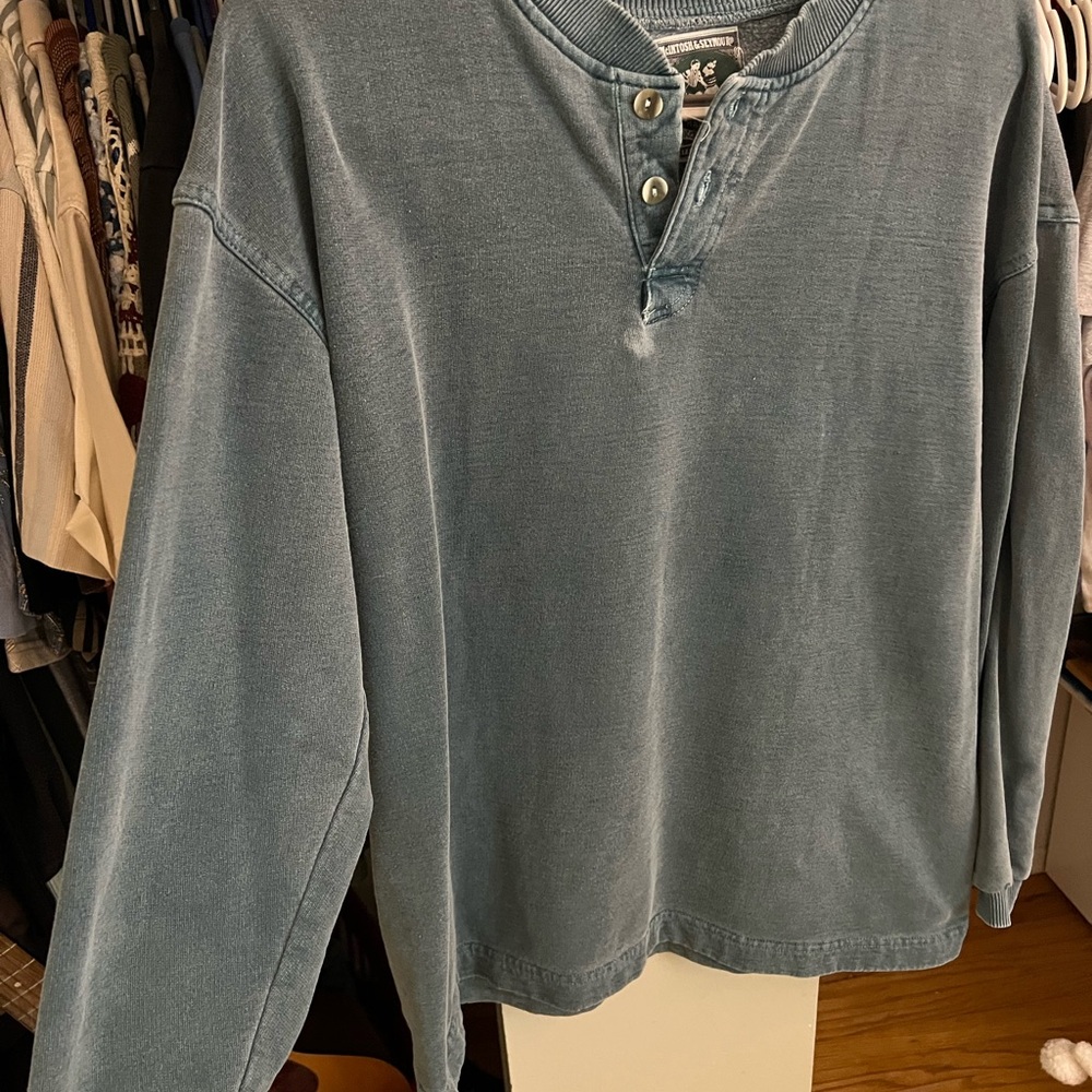Blue Long Sleeve Henley Shirt